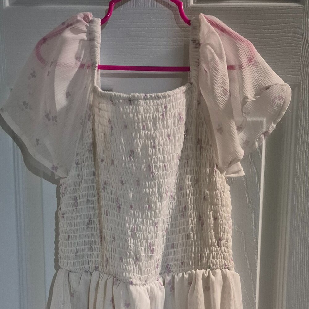 Janie & Jack THE GRACE FLORAL SMOCKED PUFF SLEEVE DRESS Size 10 12